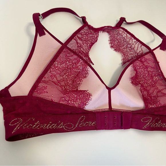 Victoria’s Secret The T-Shirt Lightly Lined Wireless Bra Lace Back Raspberry - Picture 7 of 11